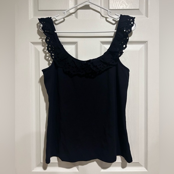 Ann Taylor Tops - Ann Taylor Women’s Elegant Navy Lace Trim Blouse Top Sz. Large